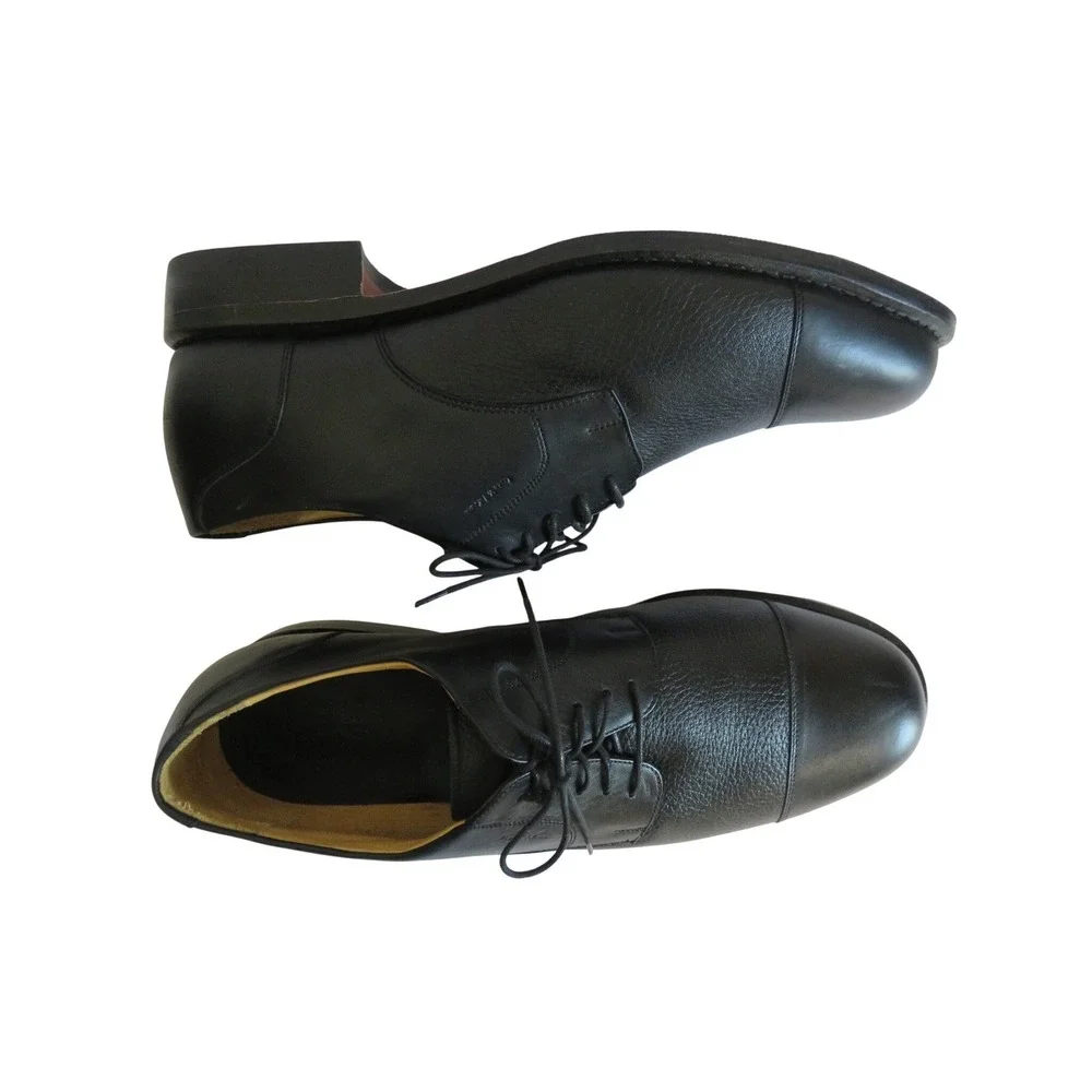 Tauer & Johnson Mens 10 D Wellington Derby Dress Shoes Black Calf Leather CapToe